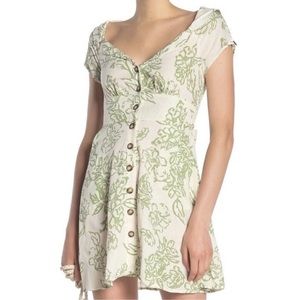 Free People Thing Called Love Ivory Green Mini Dress Size 4